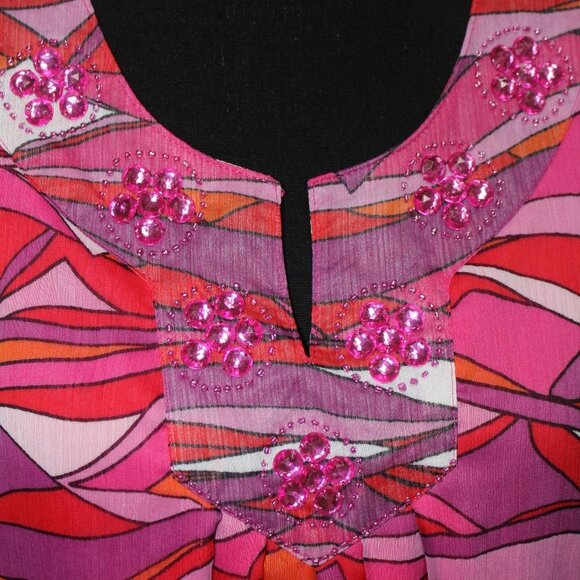 Multiples Abstract Design Pink & Purple Blouse - Picture 5 of 13
